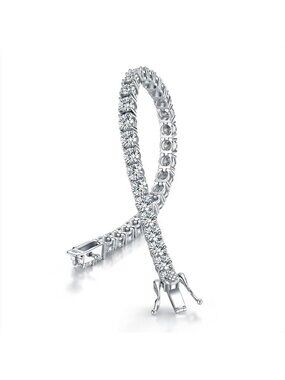 Unisex Moissanite Tennis Bracelet 3-5mm, 925 Sterling Silver, GRA Certified D